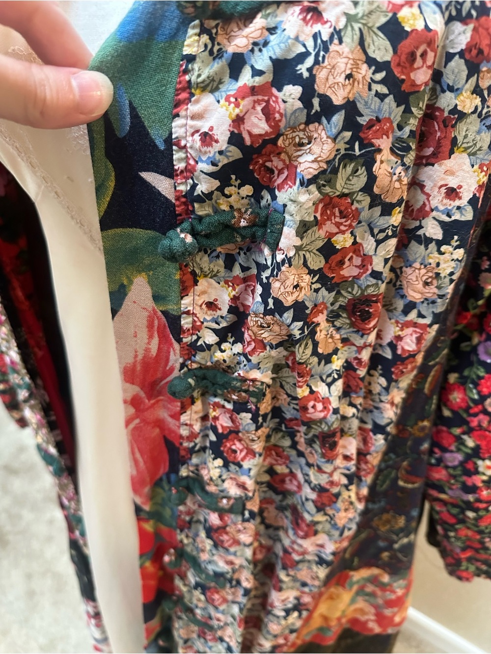SOLD Linen Blend Patchwork Floral Duster Cardigan Jacket Boho Multicolor Artsy - Picture 4 of 8